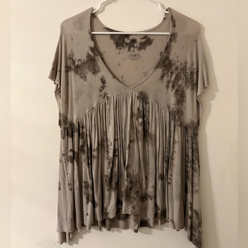 American Eagle Outfitters Brown Tie-Dye Blouse